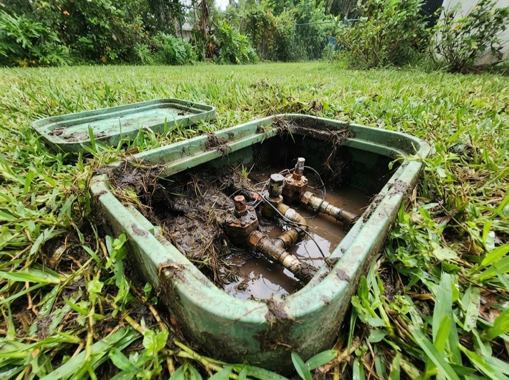 Valve box before and after cleanup (illustrative image)